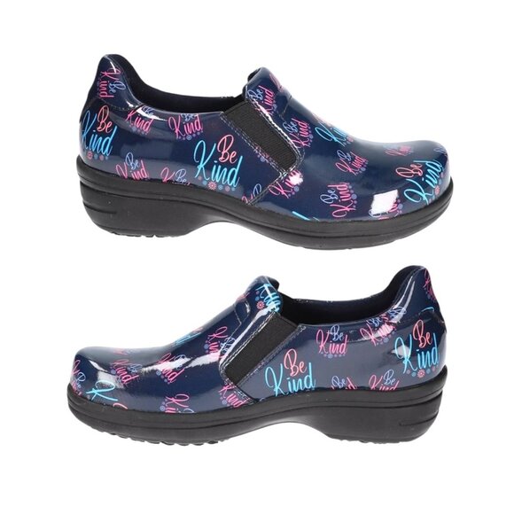 Easy Works By Easy Street Slip-Resistant "Be Kind" Clogs Shoes Navy & Pink 6W - Picture 1 of 14